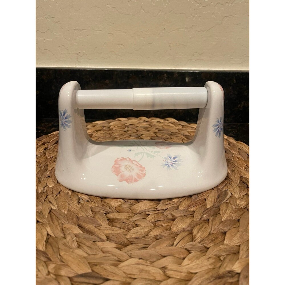 Vintage Porcelain Bathroom Floral Toilet Paper Holder